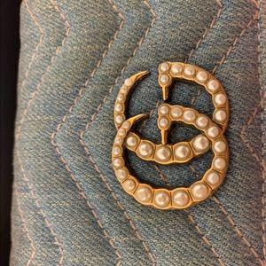 Limited Au Gucci pearls jeans GG Marmont wallet